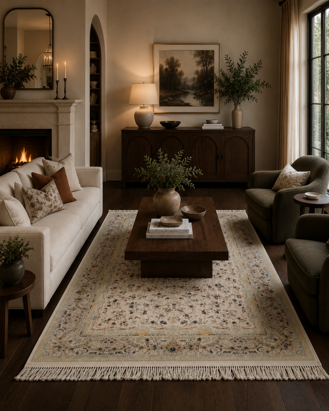 Parwaz Silk & Wool Blend Carpet – Open Field Silver Floral