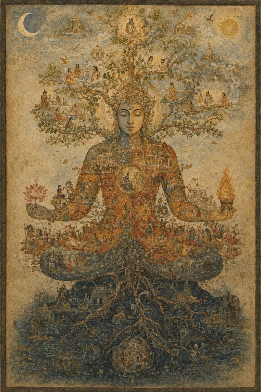 The Tree of Awakening: Buddha and the Wheel of Life Print