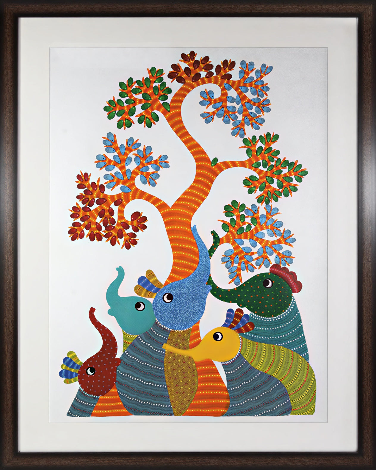 Gaja Vriksha – "The Cosmic Elephant Tree" Gond Art