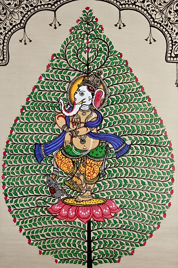 Auspicious Continuum: Ganesha in the Tree of Life – Orissa Pattachitra Painting