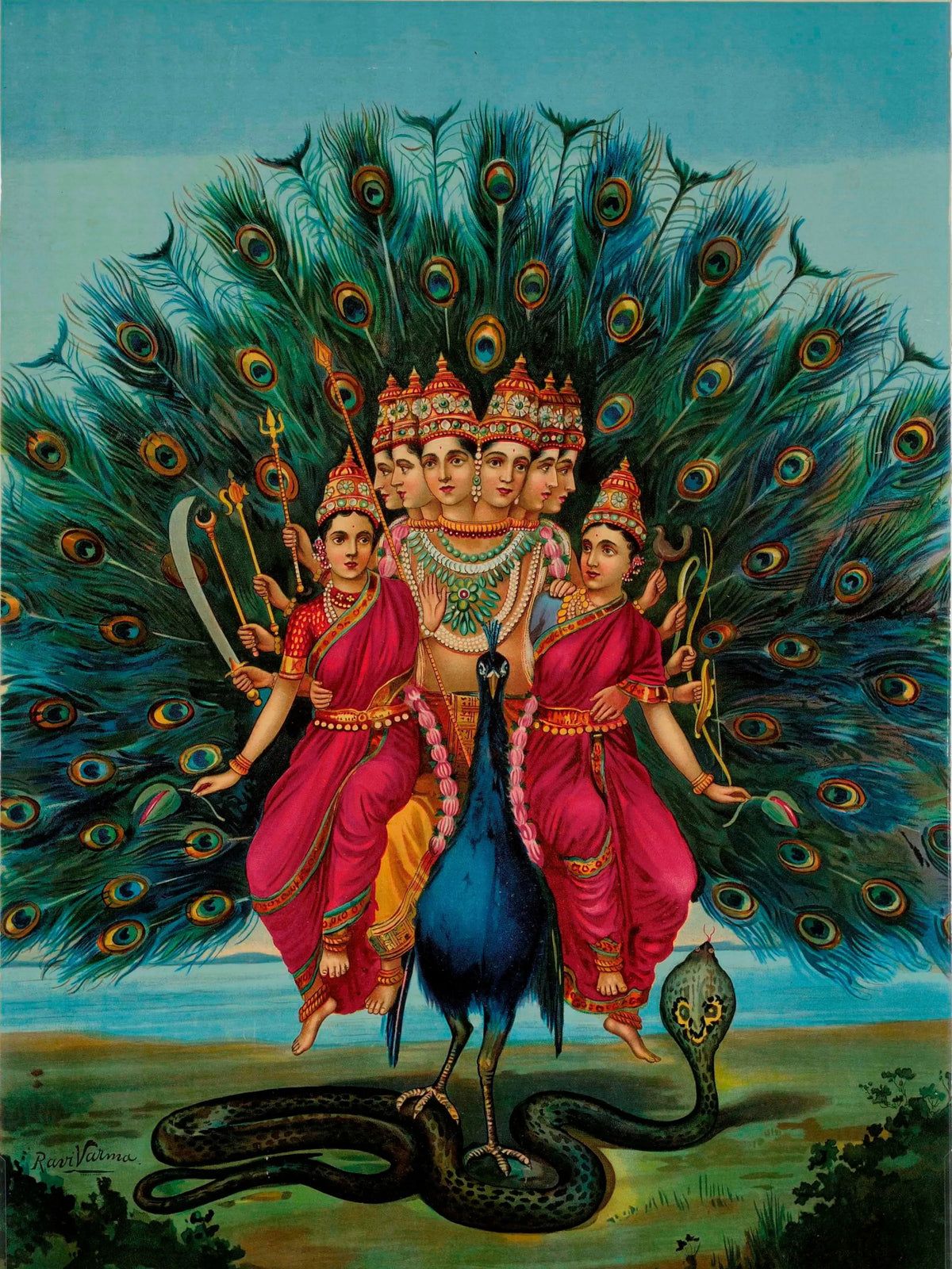 Raja Ravi Varma – "Murugan": The Six-Faced God of Victory and Divine Wisdom
