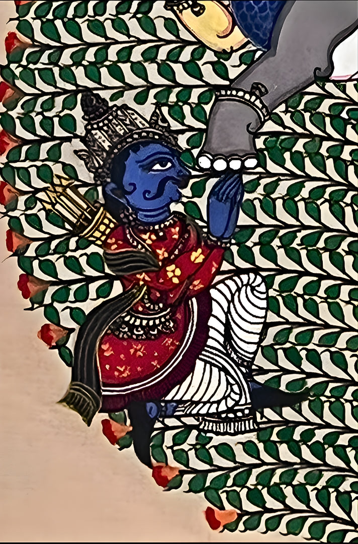 Divine Synthesis: Nabagunjara Tree of Life – Orissa Pattachitra Painting