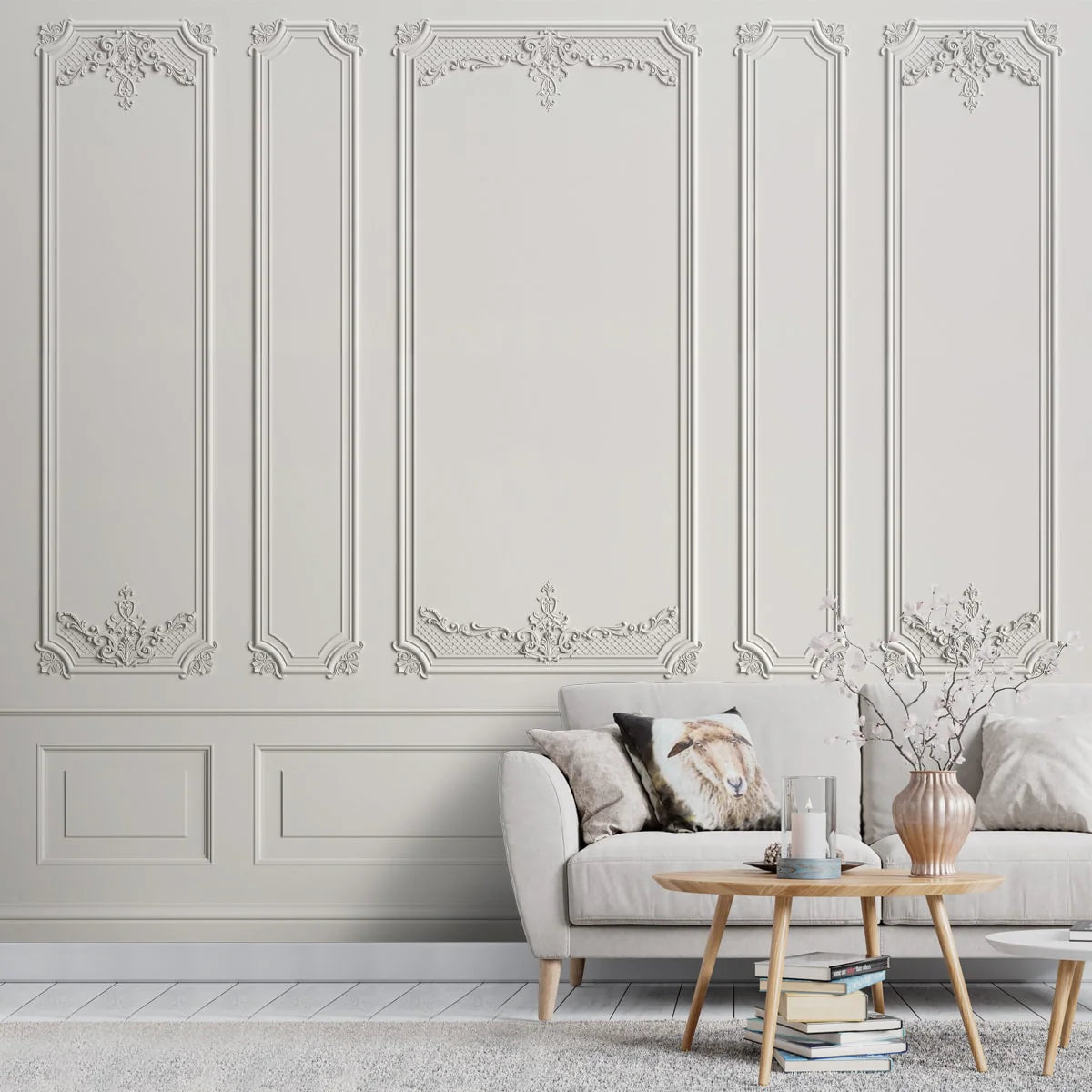 Regal Grandeur: "Aarika" 3D Moulded Panel Wallpaper