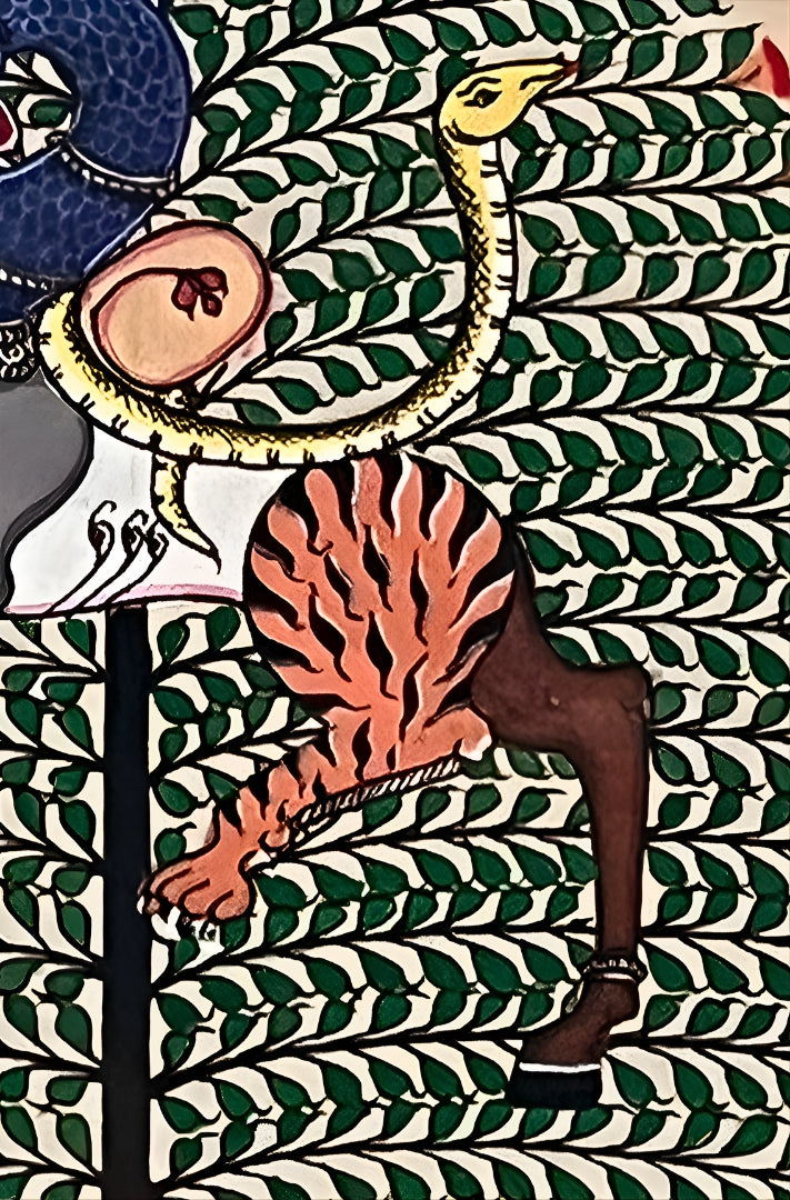 Divine Synthesis: Nabagunjara Tree of Life – Orissa Pattachitra Painting