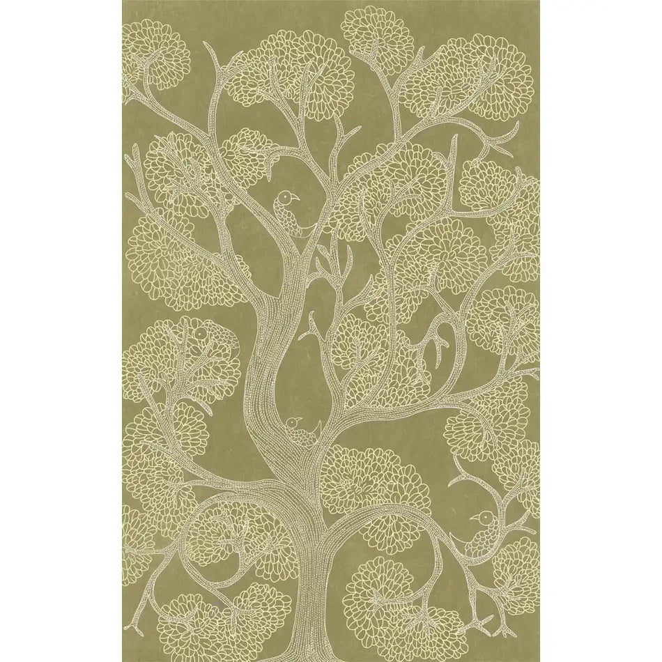 Verdant Lines Madhubani Wallpaper - Customized abstract tree wallpaper buy now