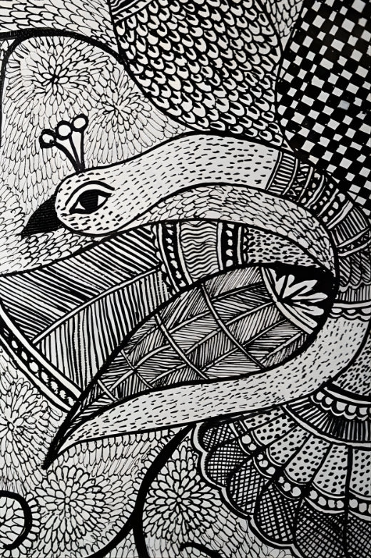 Song of the Peacock: Birds in Harmony - Madhubani Paintings