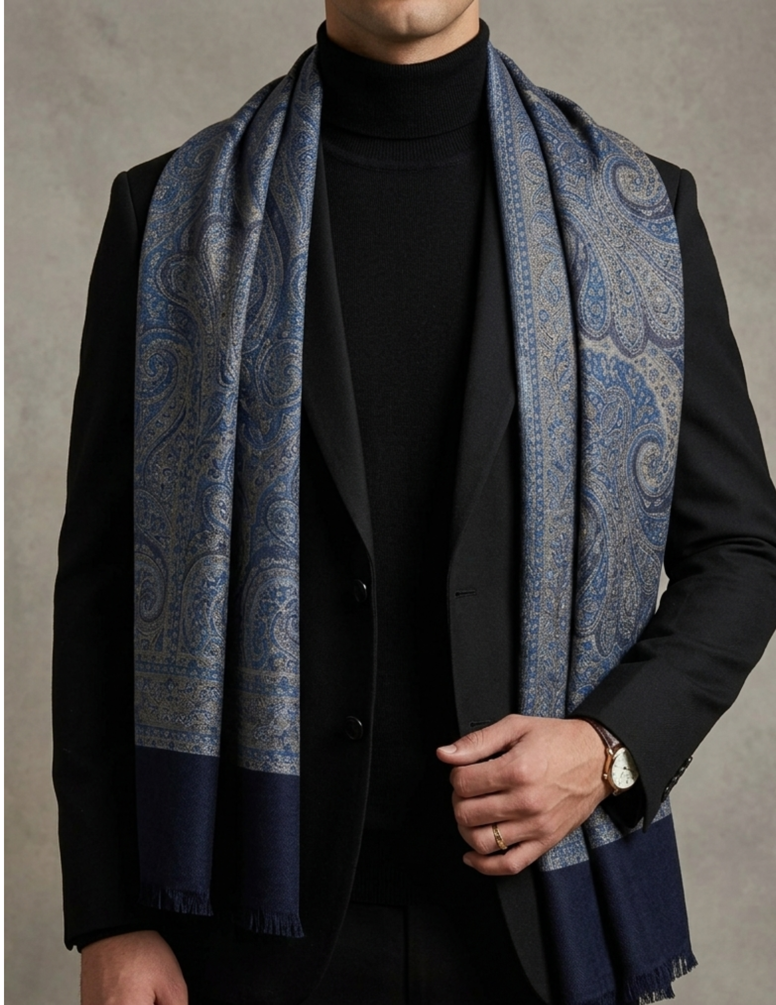 Parizaad Jamawar Kashmiri Stole – Midnight Blue Micro Modal