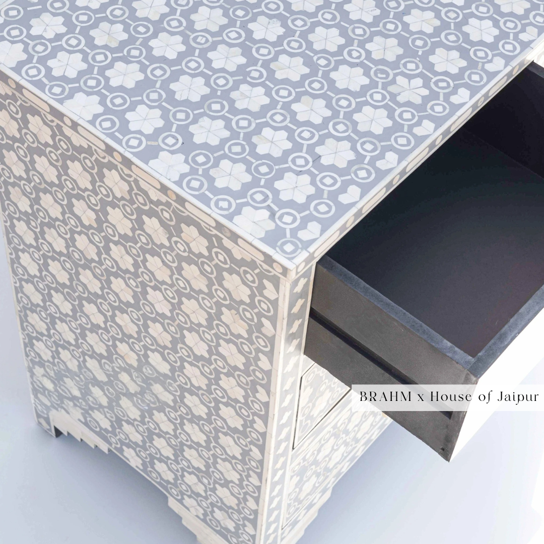 Honeycomb Grey Blue Bone Inlay Dresser