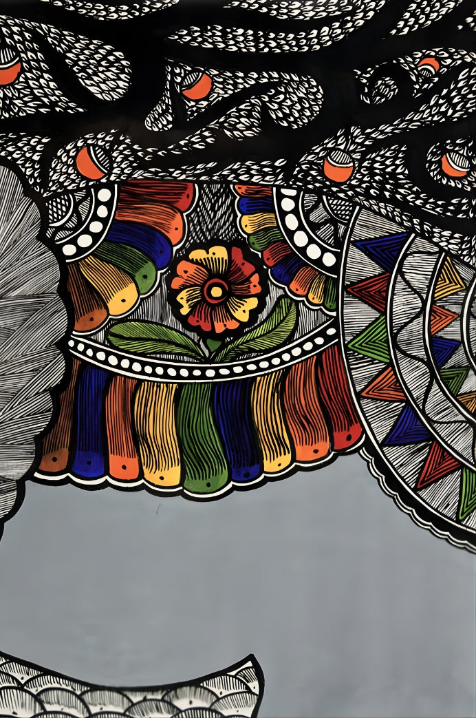 Elephant in Rhythm – Madhubani Painting