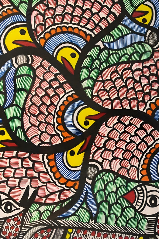 Harmony of Land and Water - Madhubani Painting