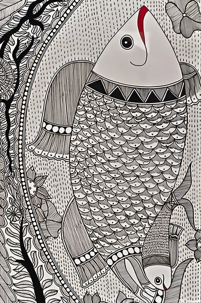 River of Life - Madhubani Painting