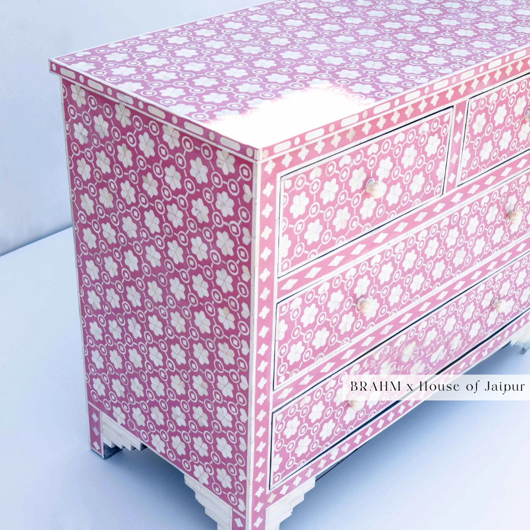 Honeycomb Pink Bone Inlay Dresser