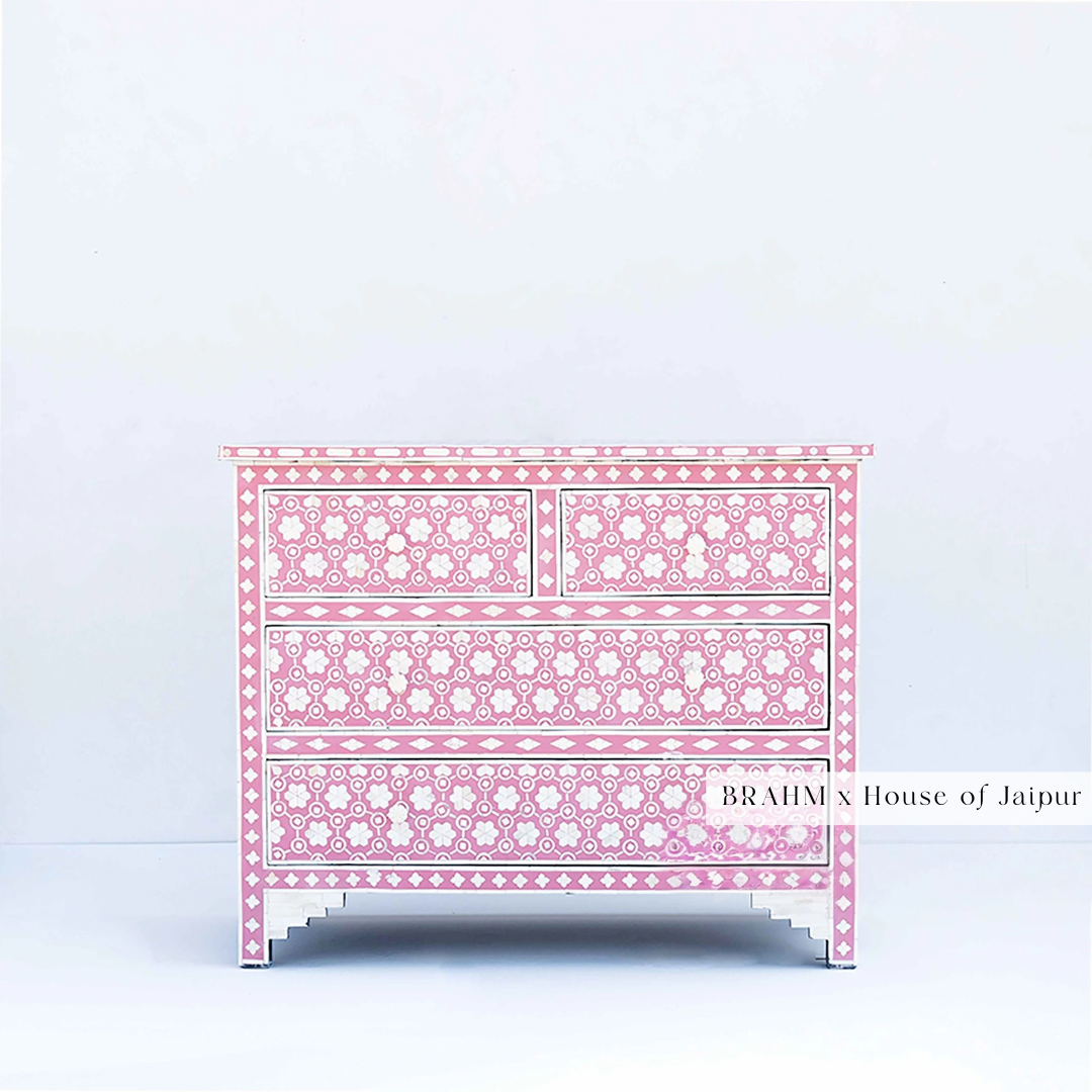 Honeycomb Pink Bone Inlay Dresser
