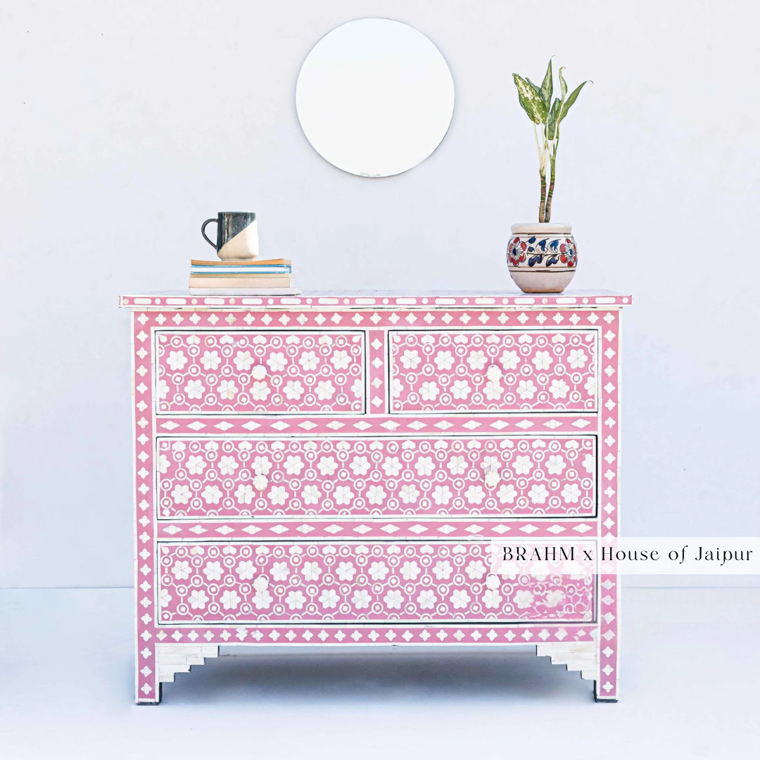 Honeycomb Pink Bone Inlay Dresser