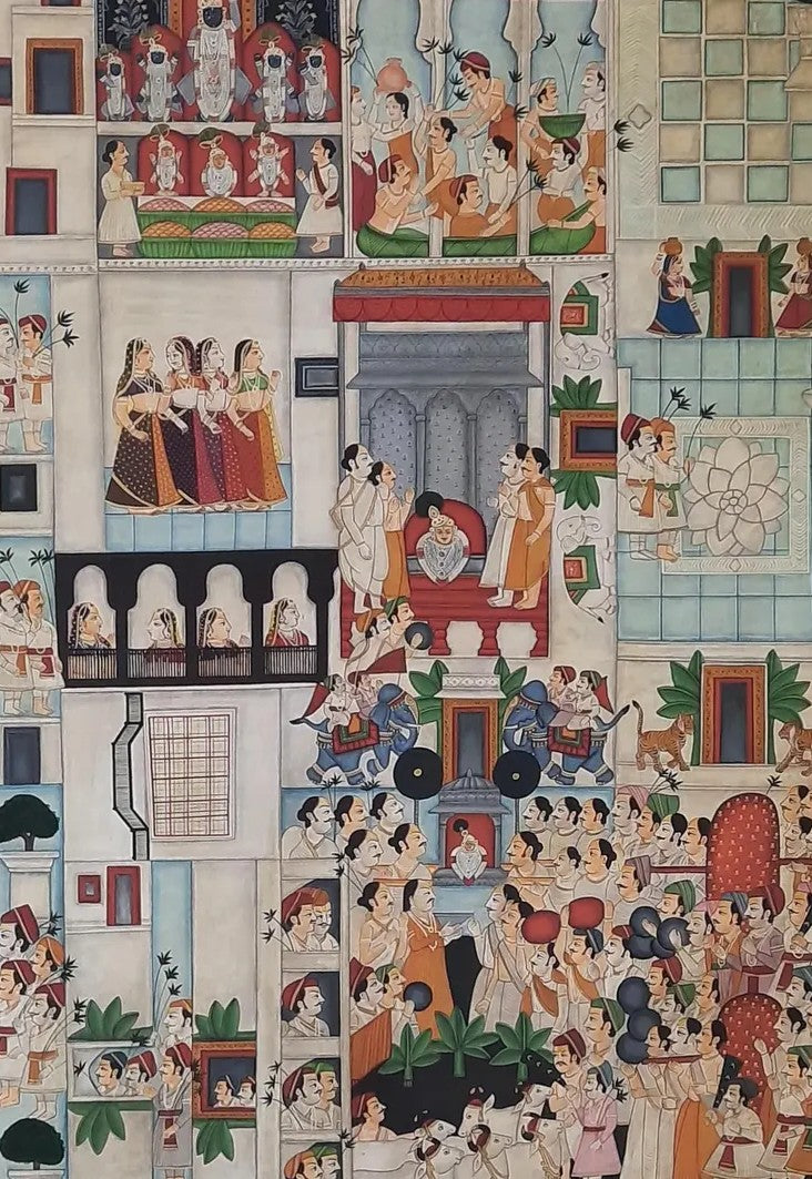 Pichwai- Lord Shrinathji Temple Painting - In 24k Gold