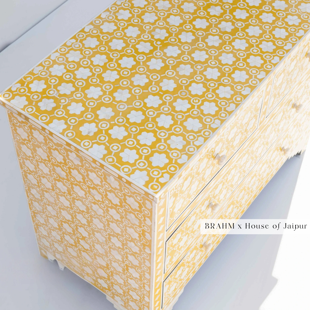 Honeycomb Yellow Bone Inlay Dresser