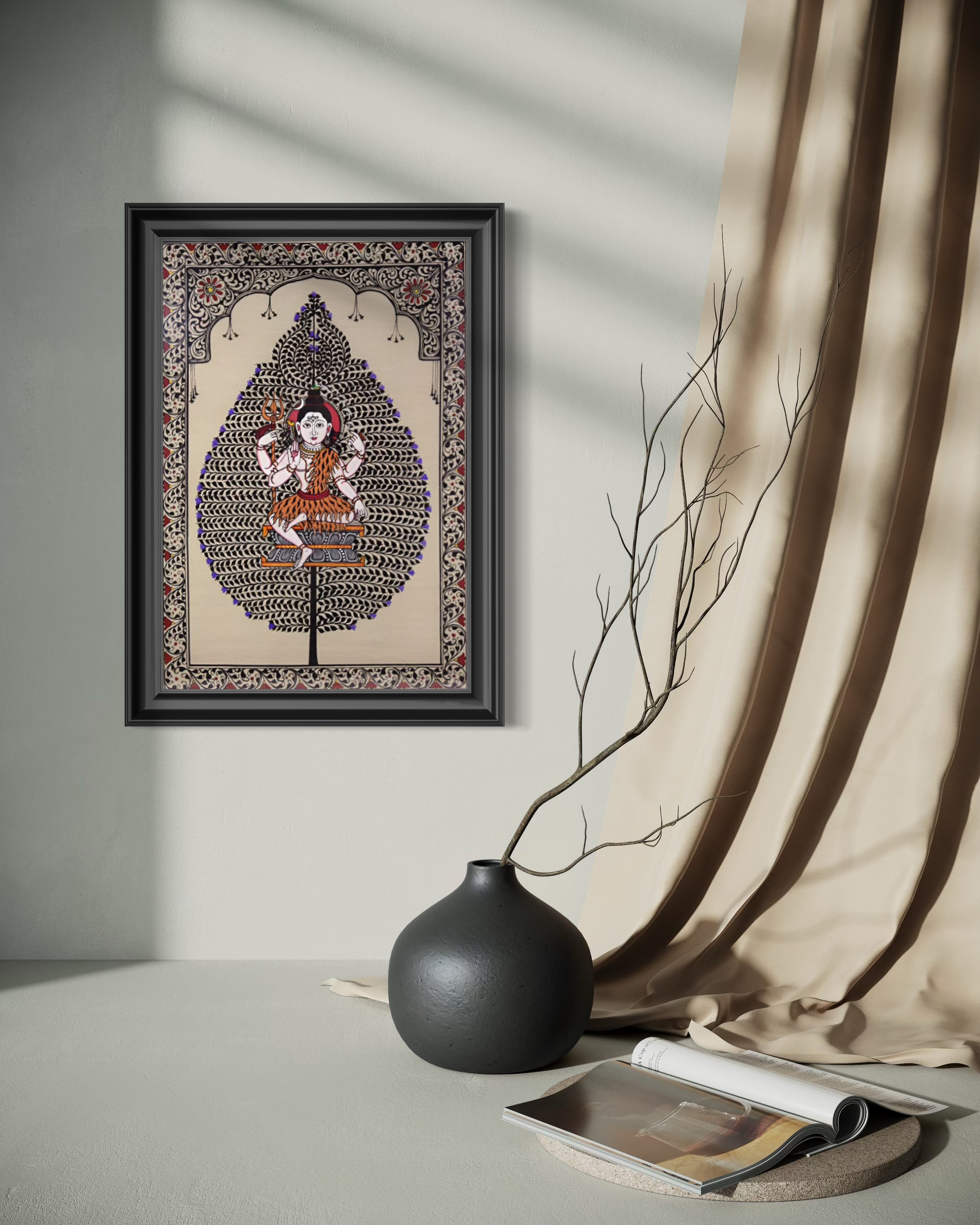 Sacred Axis: Tree of Life Shiva – Orissa Pattachitra Painting