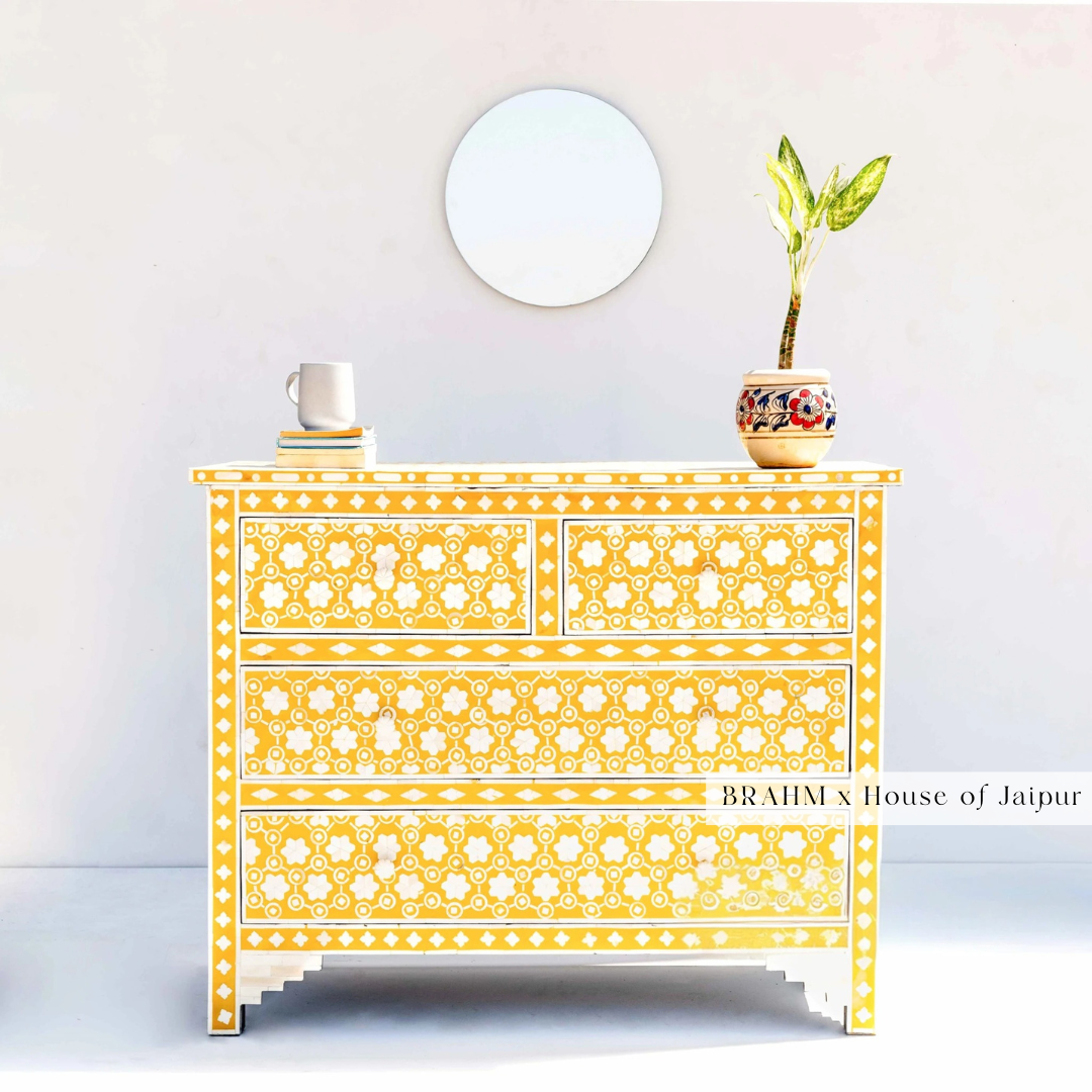 Honeycomb Yellow Bone Inlay Dresser