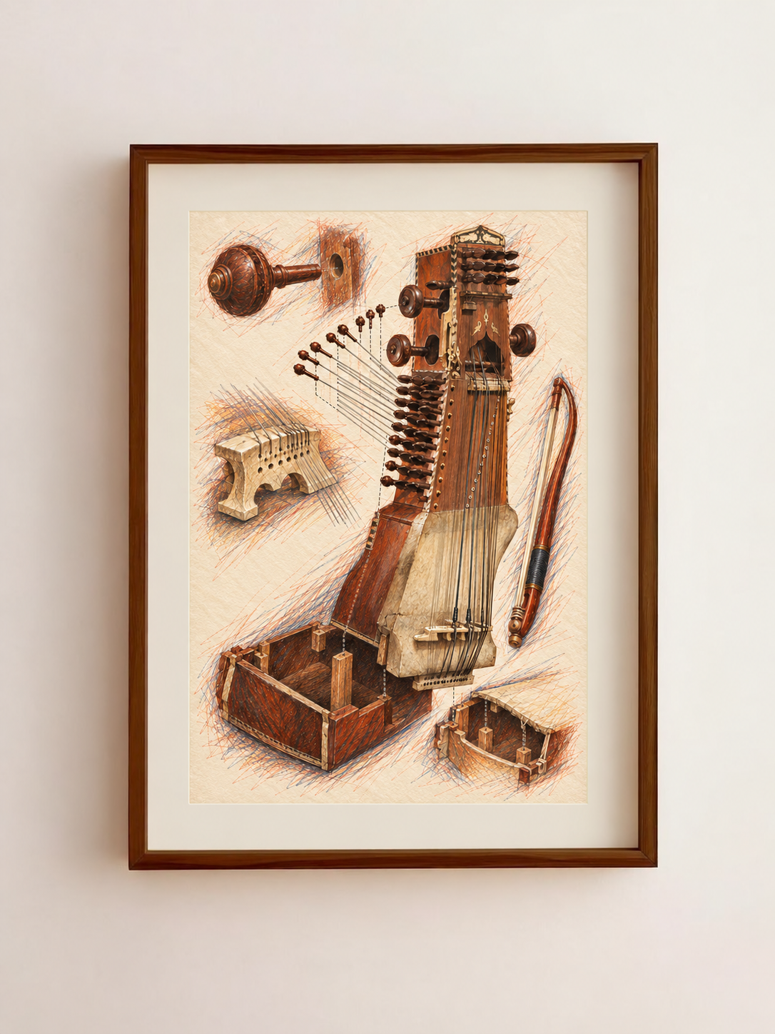 Classical Instrument Art Print – Sarangi, The Bowed Voice in Parts