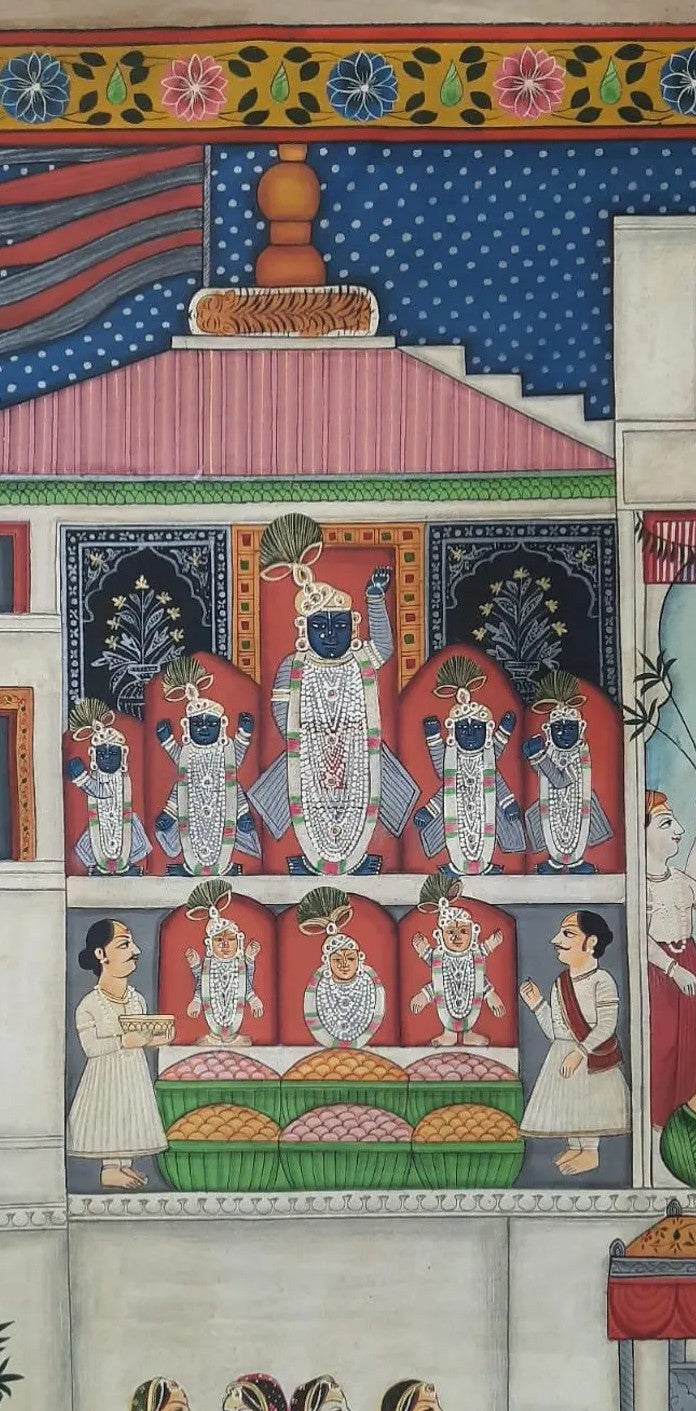 Pichwai- Lord Shrinathji Temple Painting - In 24k Gold