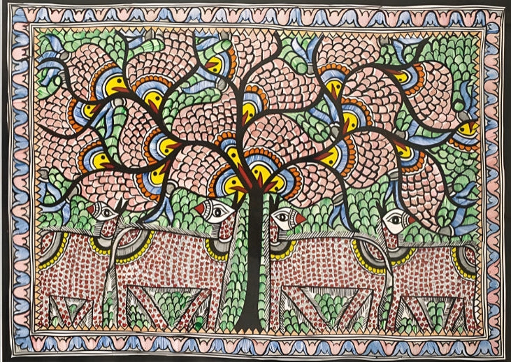 Harmony of Land and Water - Madhubani Painting