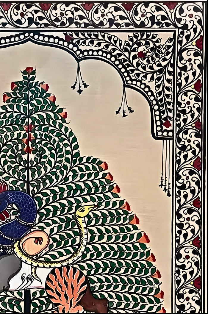 Divine Synthesis: Nabagunjara Tree of Life – Orissa Pattachitra Painting