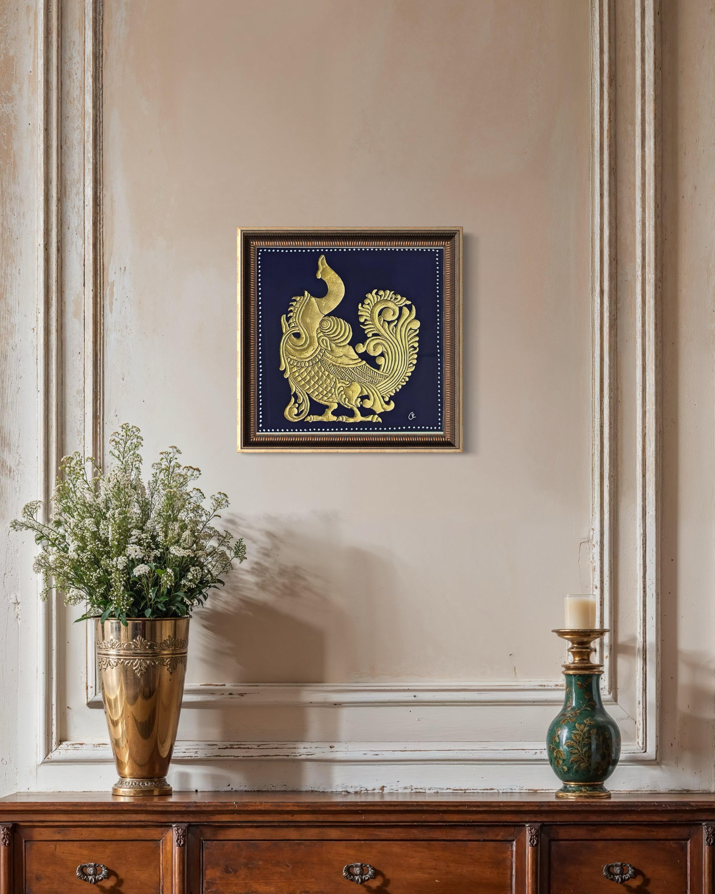 Yalli Pakshi - Mysore Painting (22KT Gold Leaf)