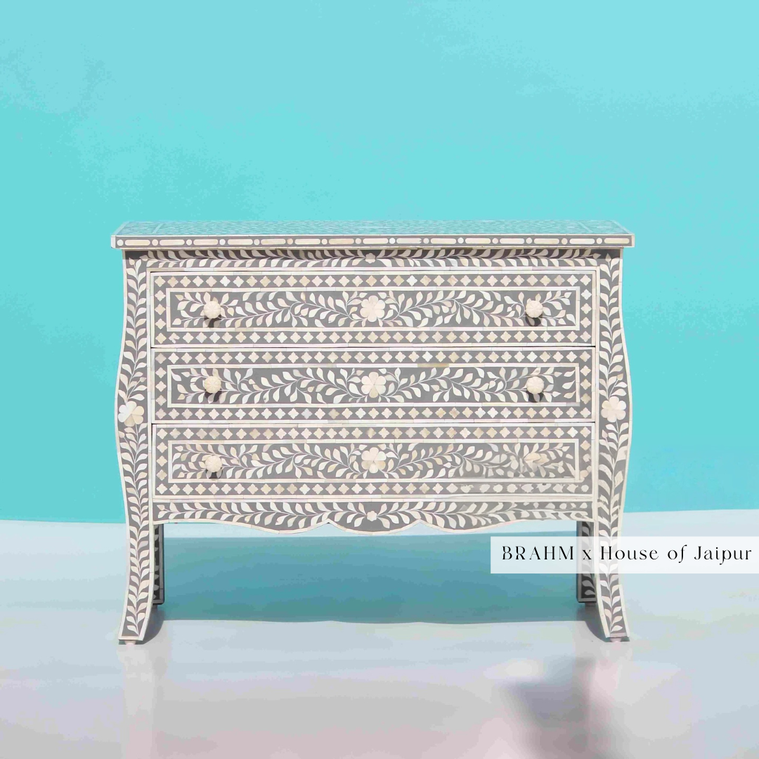 Bone Inlay Dresser with Changing Table