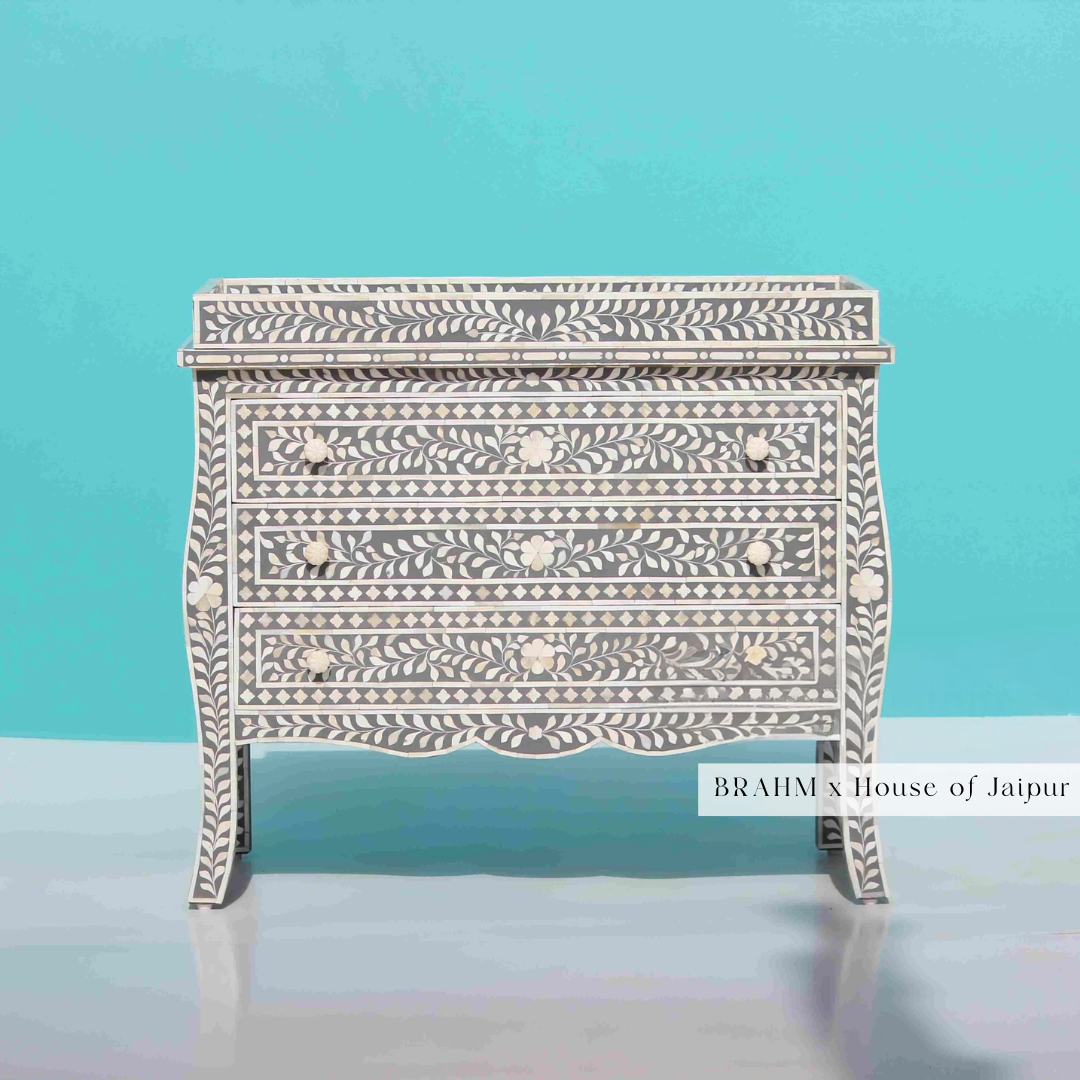 Bone Inlay Dresser with Changing Table