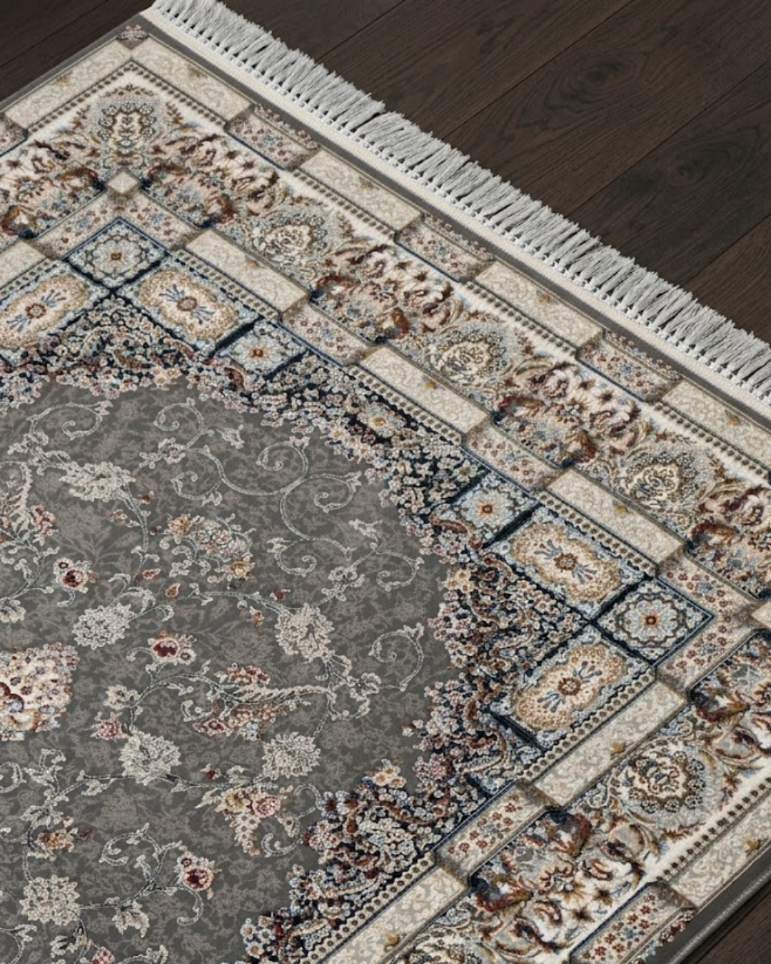 Zafar Silk & Wool Blend Carpet – Cobalt Terracotta Floral Allover
