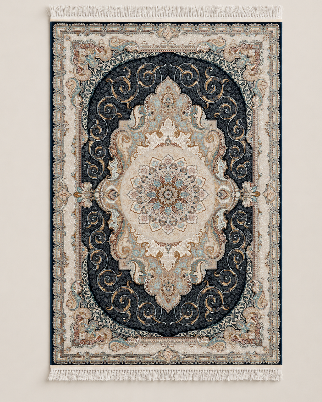 Chamak Silk & Wool Blend Carpet – Champagne Diamond Lattice