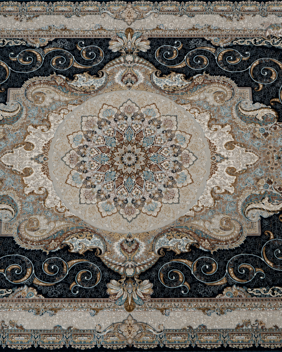 Chamak Silk & Wool Blend Carpet – Champagne Diamond Lattice