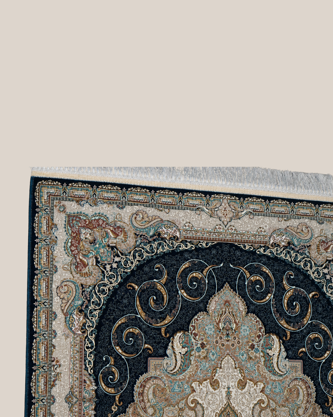 Chamak Silk & Wool Blend Carpet – Champagne Diamond Lattice
