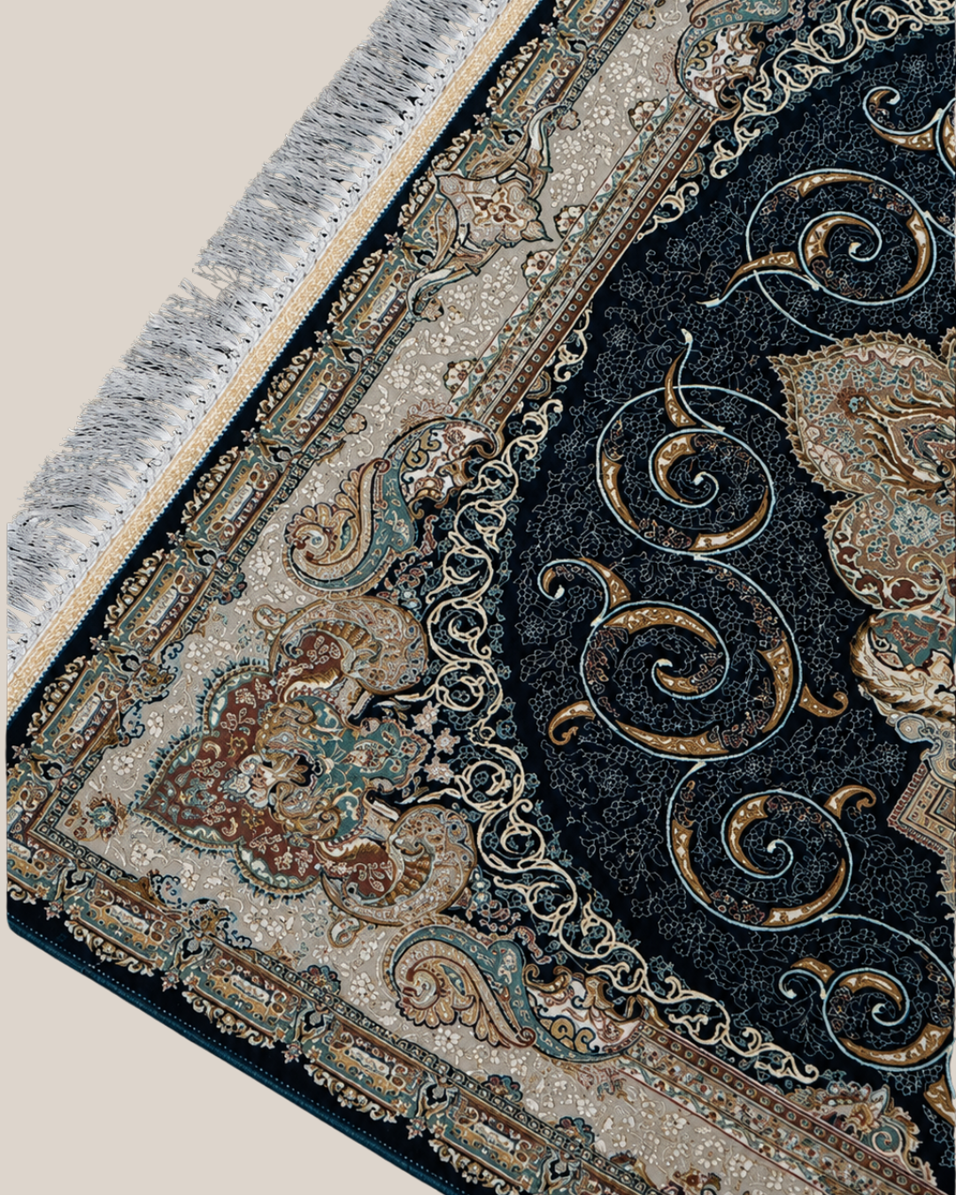 Chamak Silk & Wool Blend Carpet – Champagne Diamond Lattice