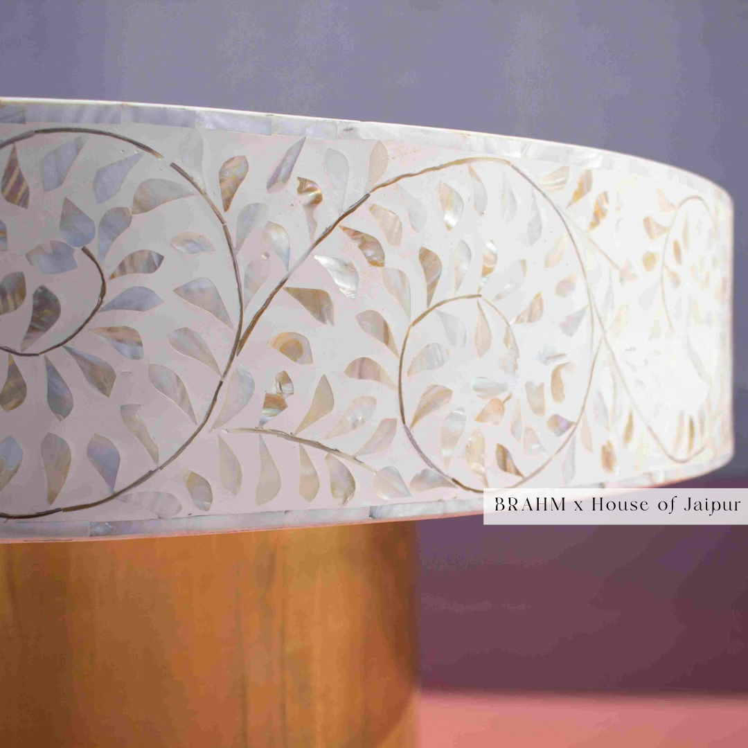 Floral Bone Inlay Coffee Table White