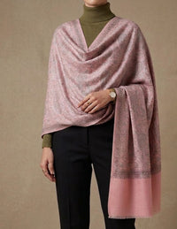 Gulrukh Sozni Embroidered Stole (Unisex) – Blush Paisley Wool Silk