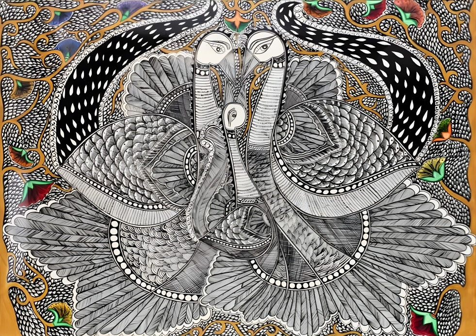Peacock Ras – Madhubani Painting