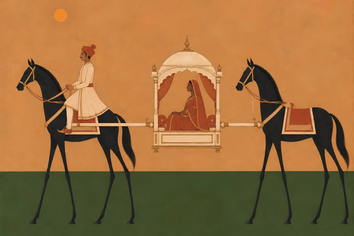 Art Print – “Palki”: The Palanquin Between Two Black Horses