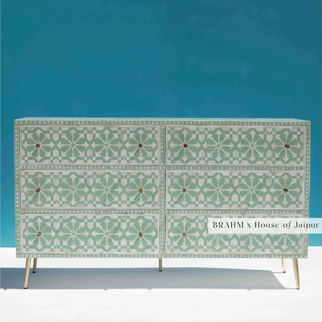 Bone Inlay Six Drawer Dresser