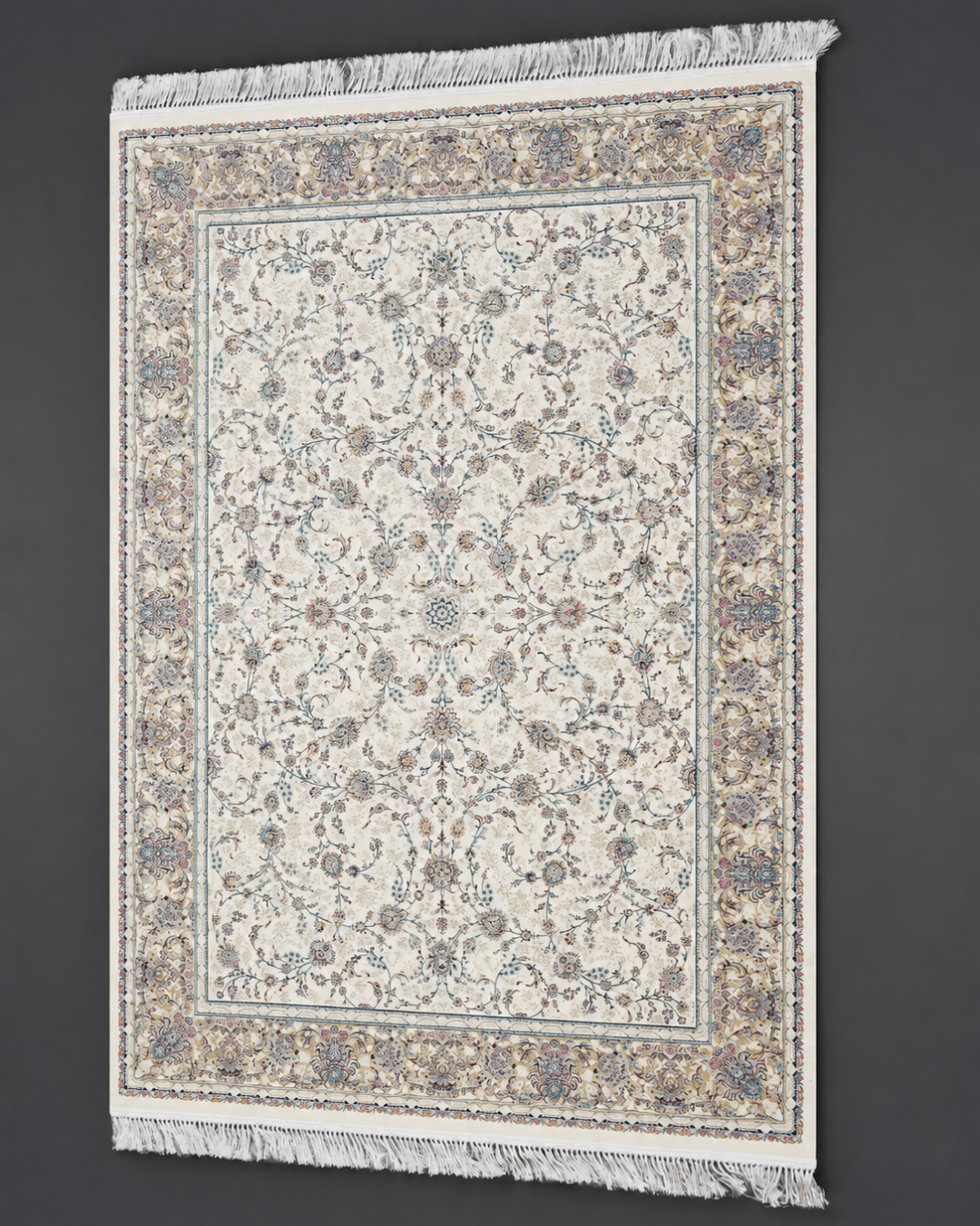 Tarang Silk & Wool Blend Carpet – Blue Wave Botanical Stripe