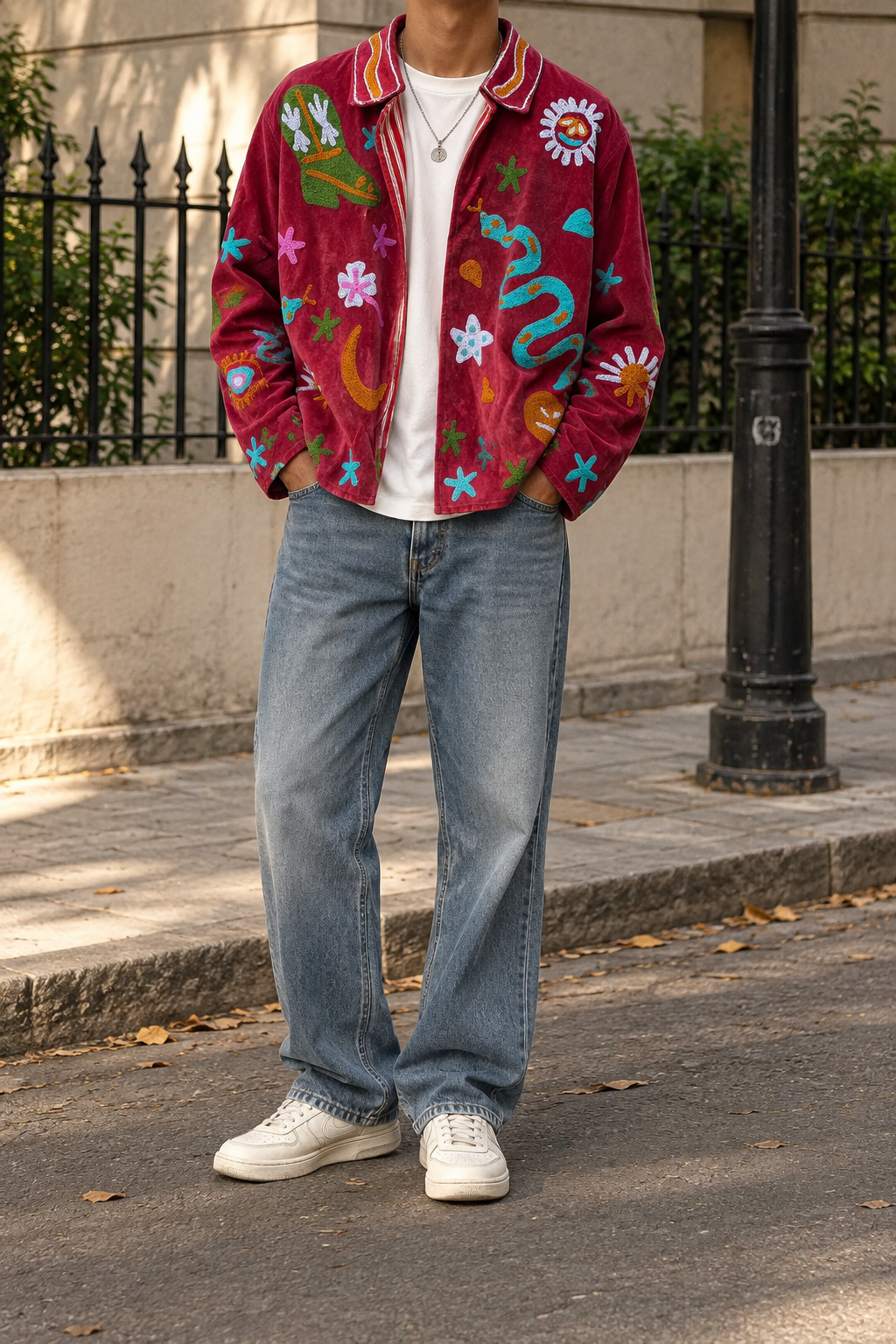 Afsana Jacket  (Unisex) – Burgundy Multicolour Embroidered Jacket