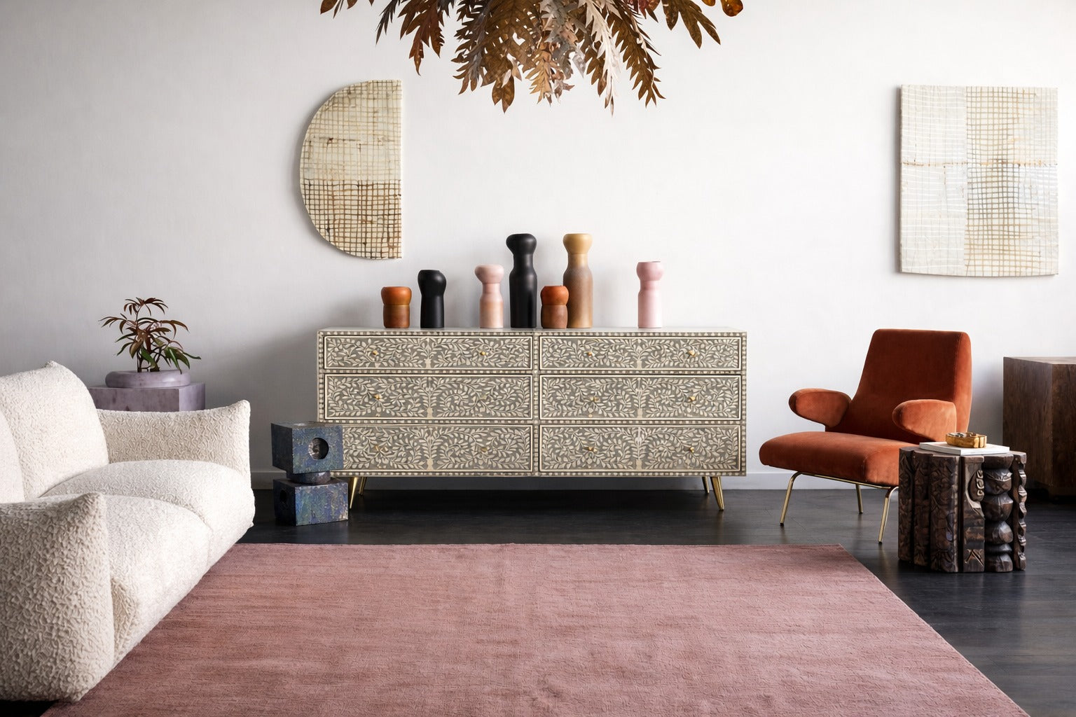 Ashvine Floral Bone Inlay Dresser