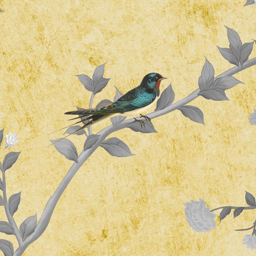 Yellow Aura: "Kanaka" Luxury Chinoiserie Wallpaper