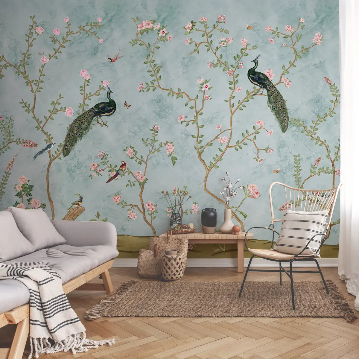 Garden of Elegance: “Bagiya” Wallpaper (Light Blue)