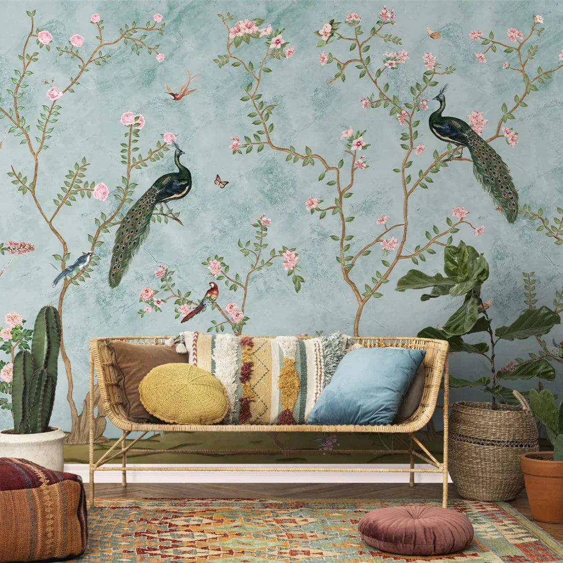 Garden of Elegance: “Bagiya” Wallpaper (Light Blue)