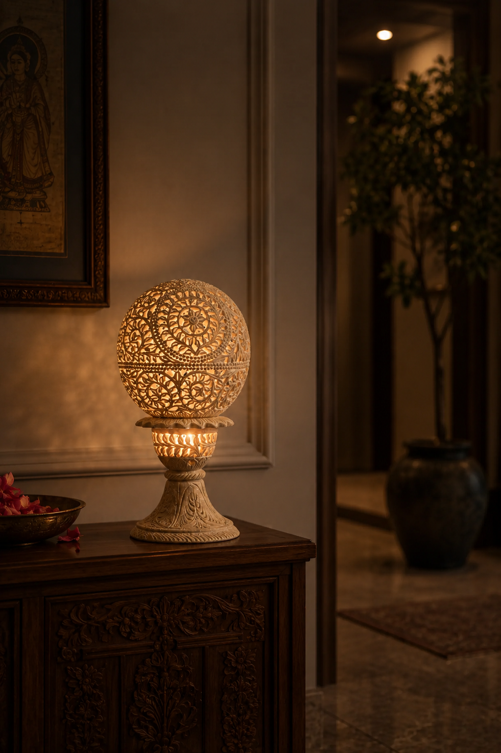 Beige Stone Intricate Lampshade