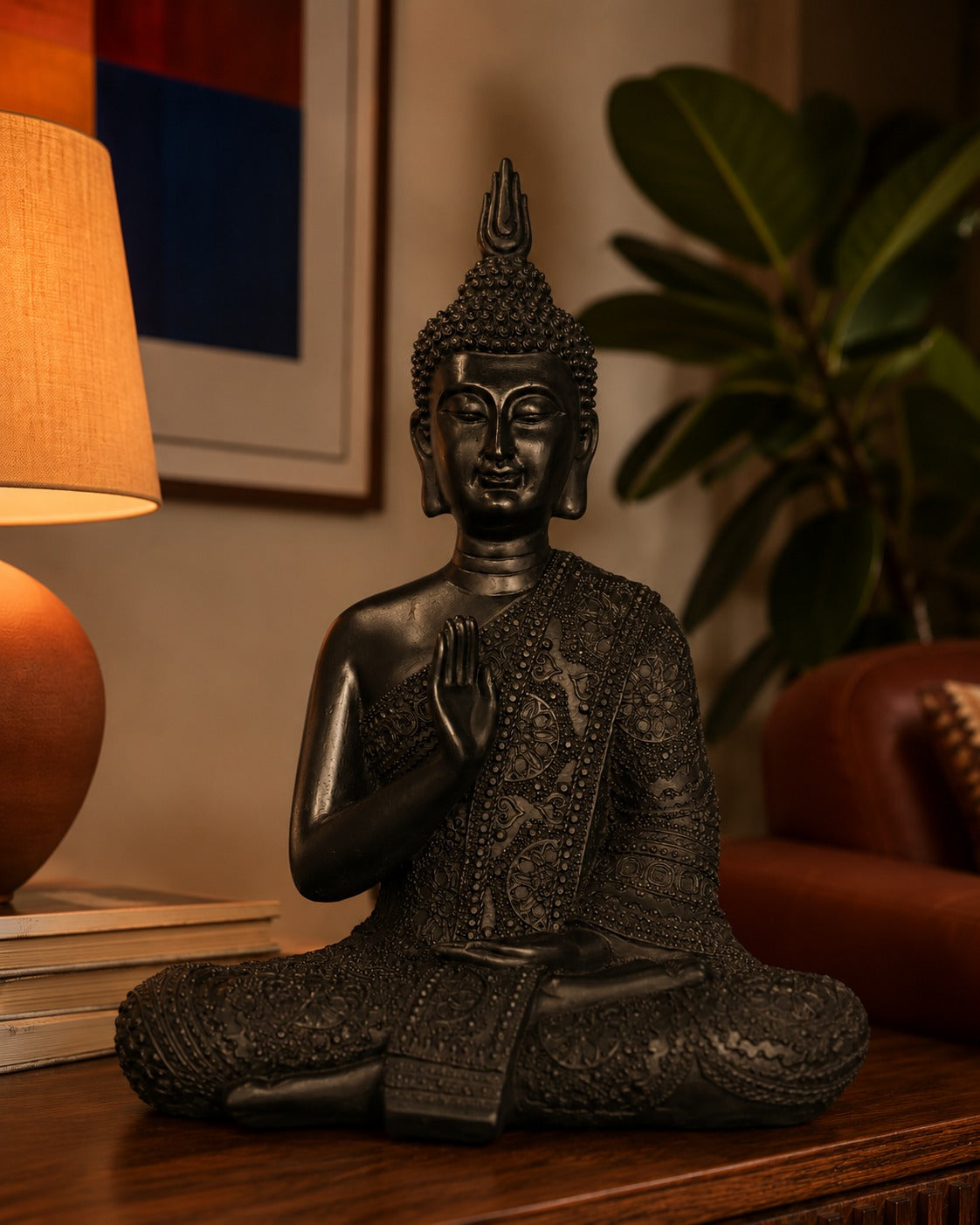 Black Wood Meditating Buddha