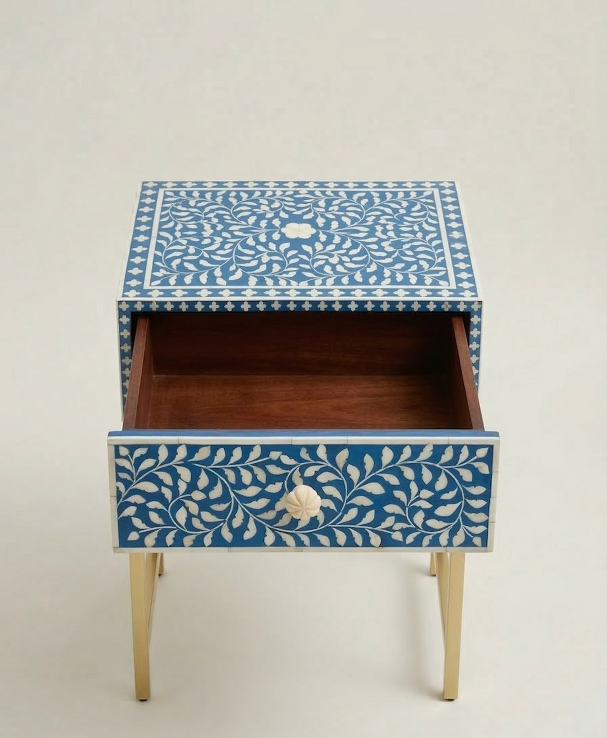 Blue Haven Bone Inlay Side Table