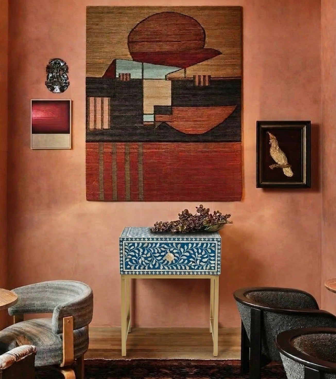 Blue Haven Bone Inlay Console Table