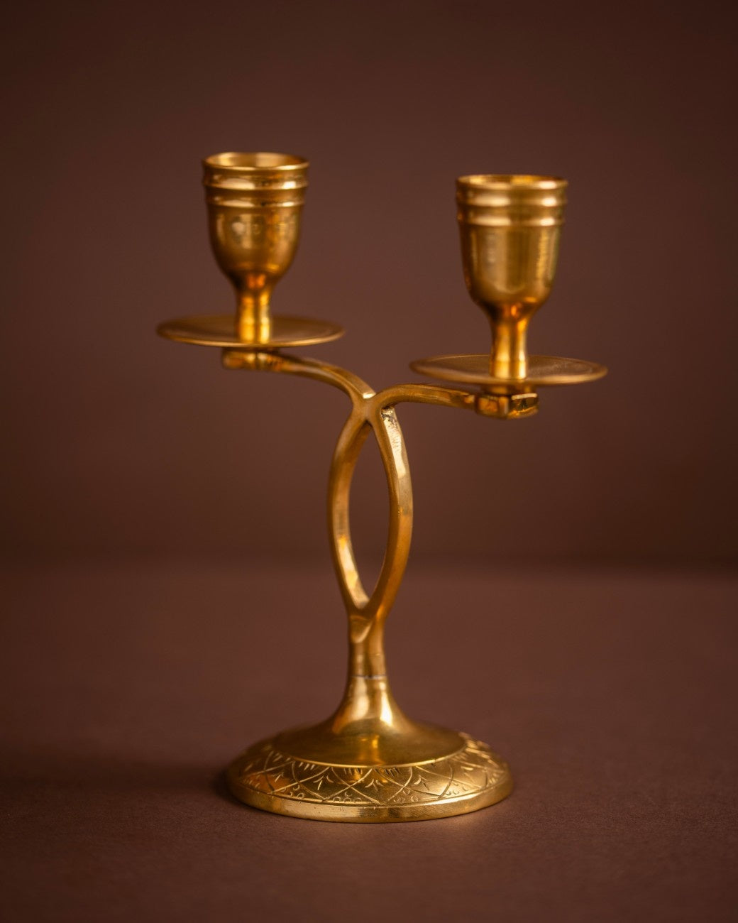 Crossed Brass Candelabra